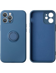 Coque silicone iPhone 16e avec anneau Bleu 2