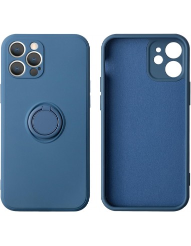 Coque silicone iPhone 16e avec anneau Bleu