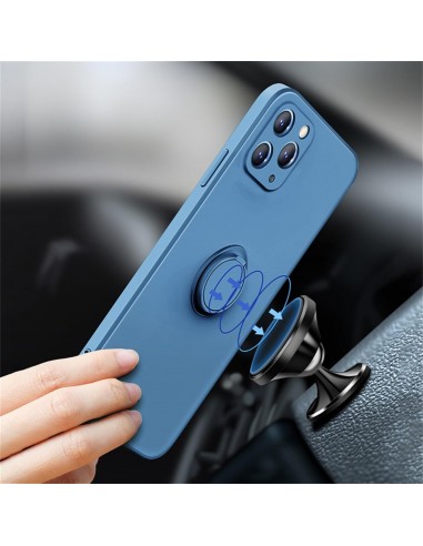 Coque silicone iPhone 16e avec anneau Bleu