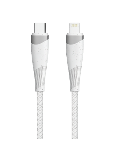 Câble USB-C vers Lightning | Fairplay | Tressé | 1m | Blanc | Fast Charge 25W