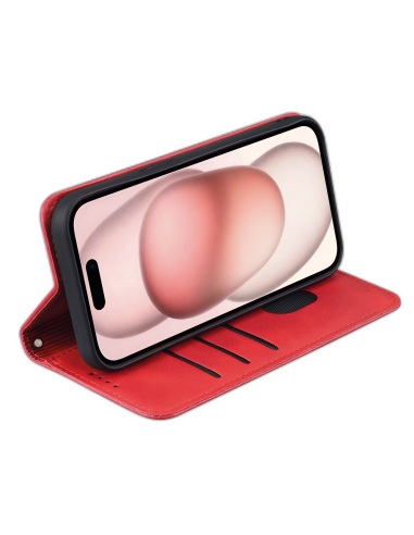 Etui iPhone 17 Pro Max | Fonction Stand | Fermeture magnétique | Rouge