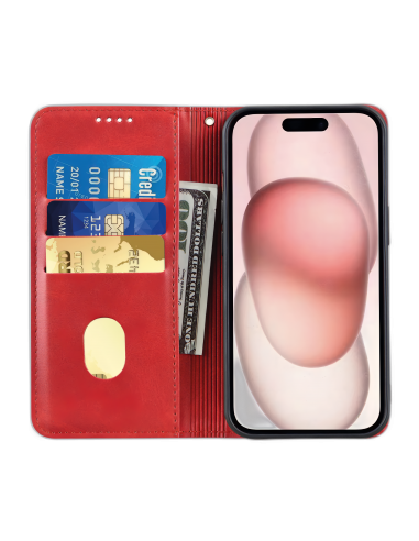 Etui iPhone 17 Pro Max | Fonction Stand | Fermeture magnétique | Rouge