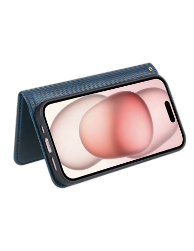 Etui iPhone 17 Pro | Fonction Stand | Fermeture magnétique | Bleu