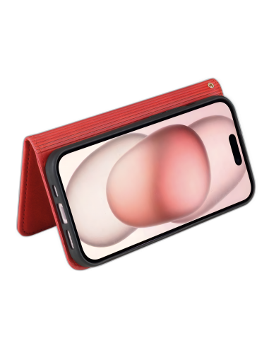 Etui iPhone 17 Pro | Fonction Stand | Fermeture magnétique | Rouge