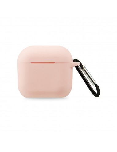 Coque silcone de protection Airpods 4 avec mousqueton - Rose