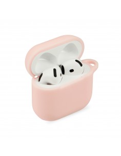 Coque silcone de protection Airpods 4 avec mousqueton - Rose 2