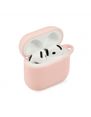 Coque silcone de protection Airpods 4 avec mousqueton - Rose