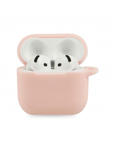 Coque silcone de protection Airpods 4 avec mousqueton - Rose