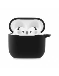 Coque silcone de protection Airpods 4 avec mousqueton - Noir