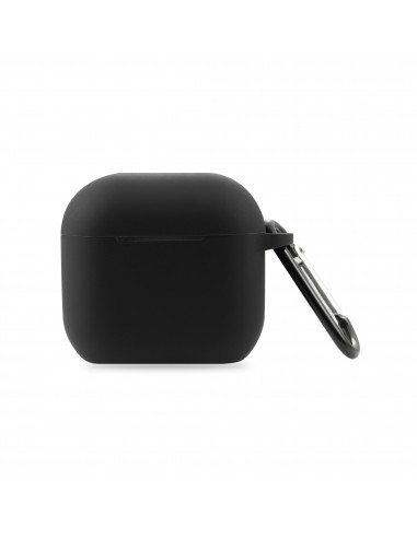 Coque silcone de protection Airpods 4 avec mousqueton - Noir