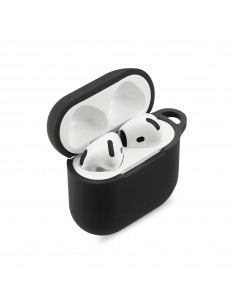 Coque silcone de protection Airpods 4 avec mousqueton - Noir 2