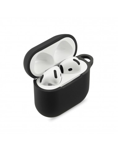 Coque silcone de protection Airpods 4 avec mousqueton - Noir