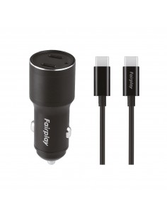 Kit Voiture USB-C - 60 Watts - 1m - Fairplay - 2 ports USB-C