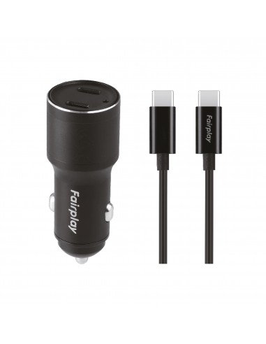 Kit Voiture USB-C - 60 Watts - 1m - Fairplay - 2 ports USB-C