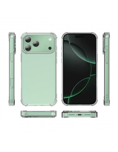 Coque Silicone Angle Renforcé + Protection Caméra iPhone 17 Pro Transparent
