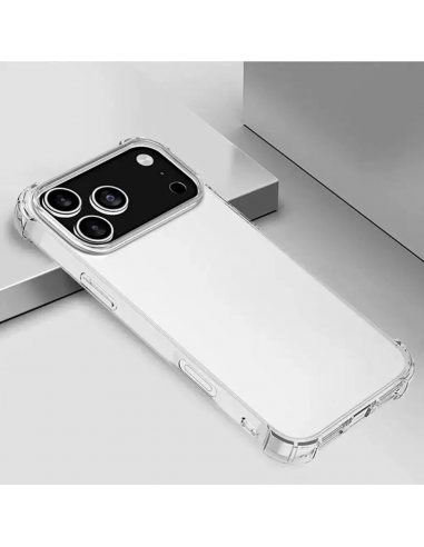 Coque Silicone Angle Renforcé + Protection Caméra iPhone 17 Pro Transparent