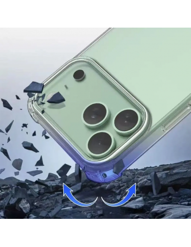 Coque Silicone Angle Renforcé + Protection Caméra iPhone 17 Pro Transparent