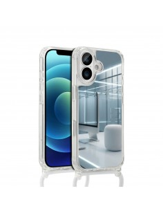 Coque silicone Miroir iPhone 17 Blanc avec cordon | CoverMe