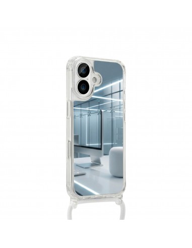 Coque silicone Miroir iPhone 17 Blanc avec cordon | CoverMe