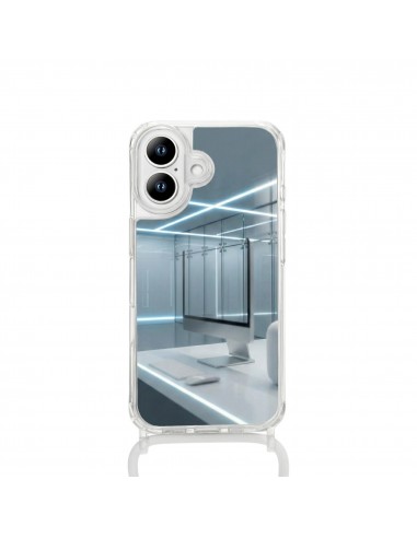 Coque silicone Miroir iPhone 17 Blanc avec cordon | CoverMe