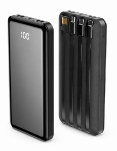 Batterie Externe Forever 10.000mAh Multi-embouts - USB-C, Lightning, Micro-USB - Noir TB-411