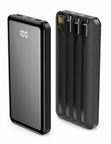 Batterie Externe Forever 10.000mAh Multi-embouts - USB-C, Lightning, Micro-USB - Noir TB-411