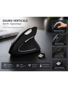 Souris Optique Ergonomique Bluetooth ReBELTEC - Connexion Sans Fil - Haute Précision 2
