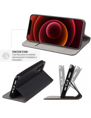 Etui iPhone 16e | Fonction Stand | Fermeture magnétique | Noir | Jaym