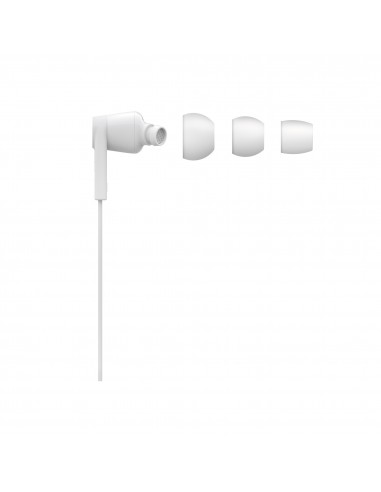 Écouteurs Filaires Belkin SoundForm - Connectique USB-C - Microphone Intégré - Blanc Polaire - ditive 85dB/100dB
