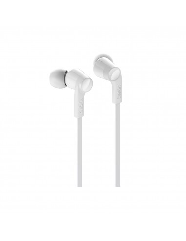 Écouteurs Filaires Belkin SoundForm - Connectique USB-C - Microphone Intégré - Blanc Polaire - ditive 85dB/100dB